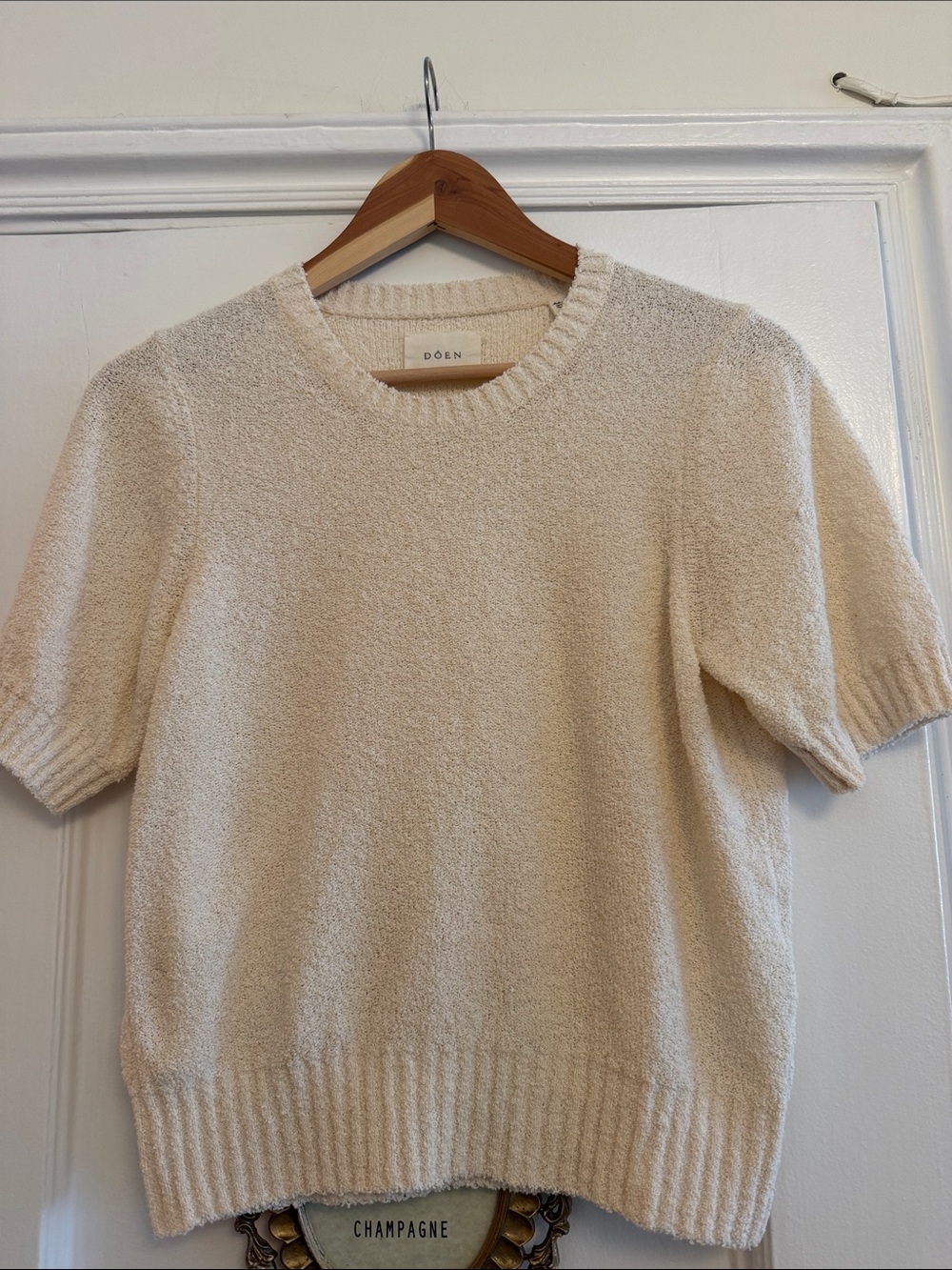 Doen Cream Short Sleeve Crew Sweater